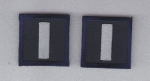 LT Lieutenant SILVER on NAVY BLUE rank insignia collar/lapel patches 1.5" LARGE